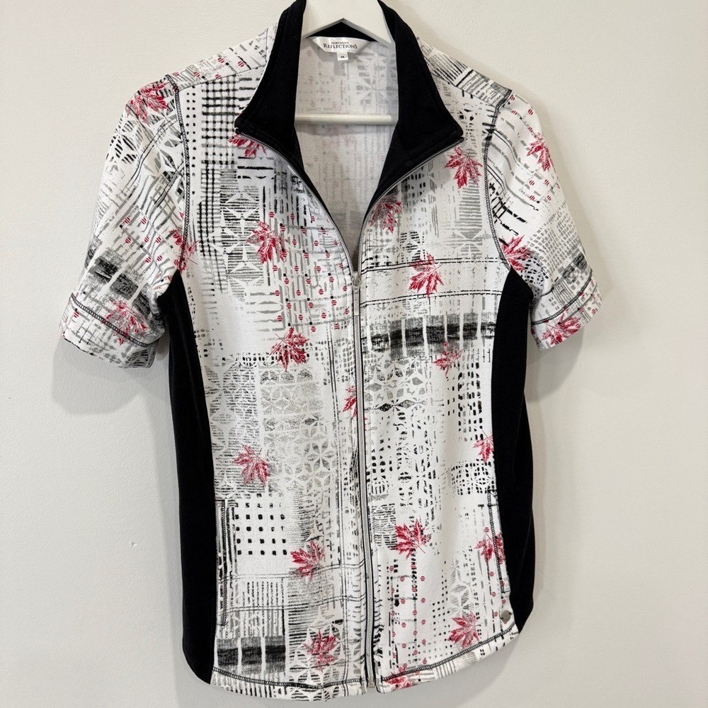 Northern Reflections Full Zip Short Sleeve Shirt Fitted Size M